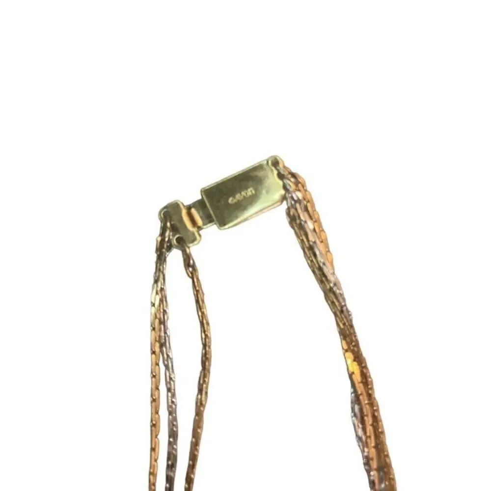 Gold Avon Triple Chain Bracelet Necklace Set Halo Vintage 70s 80s Jewelry Pendan
